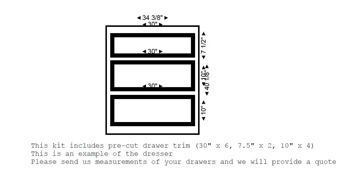 Drawer Molding Kit- Dresser Makeover- Cabinet Trim- Dresser Design- Furniture Restoration- Pre-Cut and Paintable - Image 2