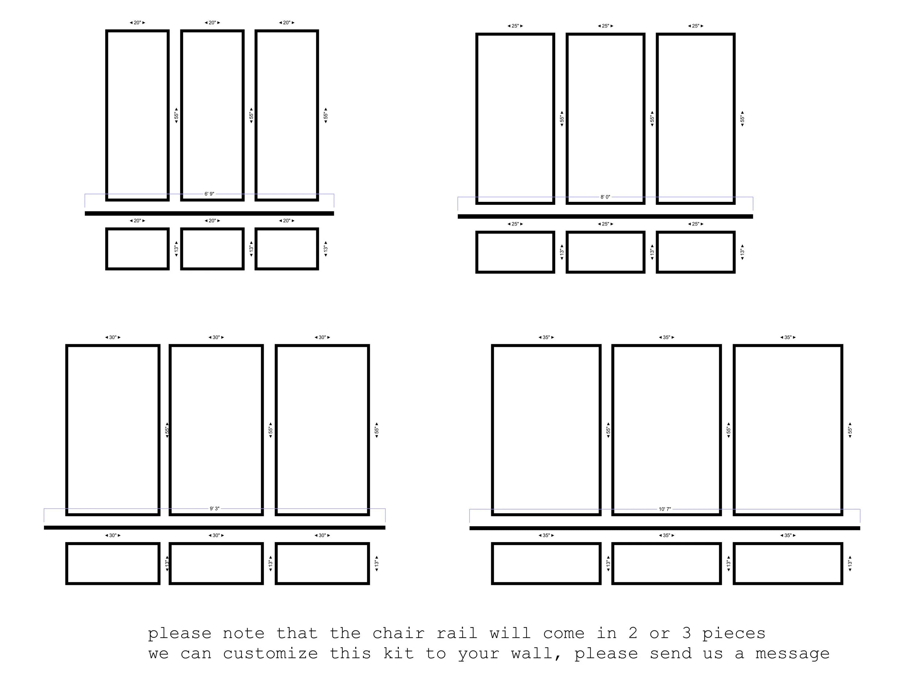 Wall Molding Kit Paintable- Wainscoting- Pre-cut Wall Trim- Polyurethane Wall Molding- DIY Accent Wall- Hallway Wall- 3 Panels - Image 2